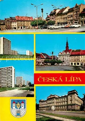Ceska Lipa Boehmisch Leipa Rathaus Hochhaeuser Marktplatz Stadtansicht Kat. Ceska Lipa