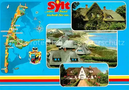 Sylt Landkarte Reetdachhaeuser Kat. Sylt Ost