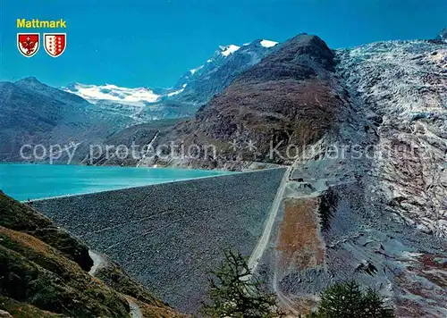 Saastal Stausee Mattmark Schwarzberggletscher Allalingletscher Weisstor Fluchthorn Kat. Saas Fee