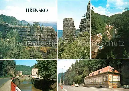 Hrensko labi v Decinske vrchovine Z cetnych bizarnich piskovcovych utvaru je nejzmamnejsi mohutny skalni most Pravcicka brana Kat. Herrnskretschen