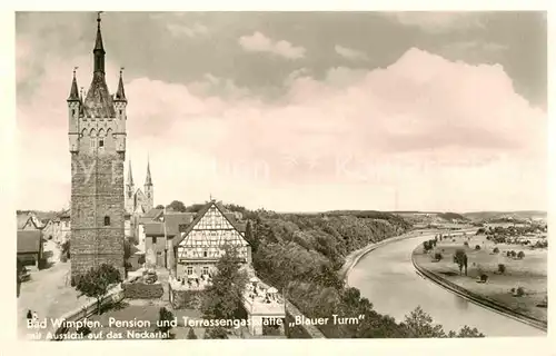 Wimpfen Bad Pension Terrassengaststaette Blauer Turm Neckartal Kat. Bad Wimpfen