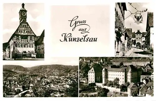 Kuenzelsau Rathaus Schnurgasse Schloss Panorama Kat. Kuenzelsau