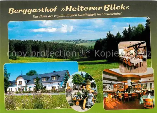Markneukirchen Panorama Berggasthof Heiterer Blick Moosmann Regionalstube Bergrestaurant Kat. Markneukirchen