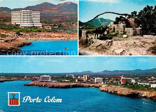 Porto Colom Strand Hotel Panorama Schoepfbrunnen mit Esel Kat. Mallorca