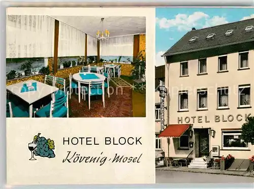 Koevenig Hotel Block Speiseraum Blick zur Mosel Doppelkarte Kat. Kroev