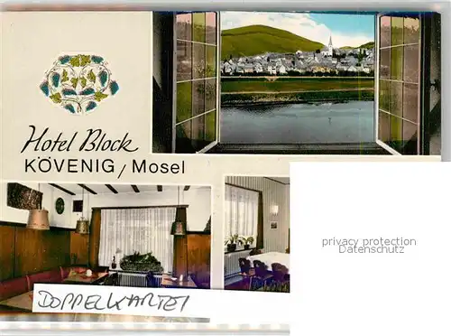 Koevenig Hotel Block Speiseraum Blick zur Mosel Doppelkarte Kat. Kroev