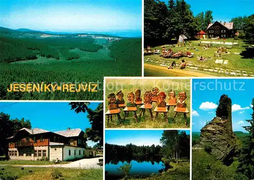 Rejviz Reihwiesen Panorama Rekreacni stredisko s Noskovou chatou Blizke vrchovistni Velke Z rane gotickeho hradu Kat. Zlate Hory Zuckmantel Tschechische Republik