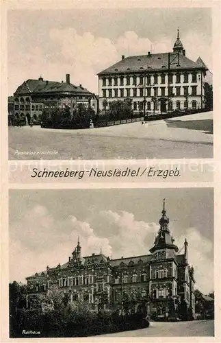 Schneeberg Erzgebirge Neustaedtel Pestalozzischule Rathaus Kat. Schneeberg