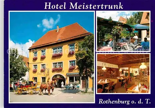 Rothenburg Tauber Hotel Meistertrunk Postkutsche Terrasse Gaststube Kat. Rothenburg ob der Tauber