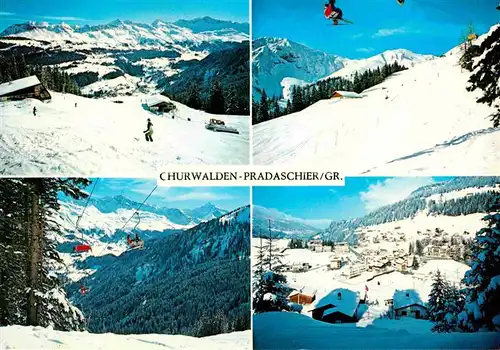 Churwalden Pradaschier mit Rothornkette Sessellift Skilift Lenzerhorn Kat. Churwalden