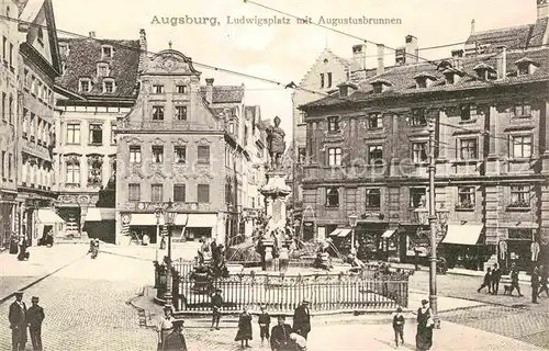 Augsburg Ludwigsplatz Augustusbrunnen Kat. Augsburg