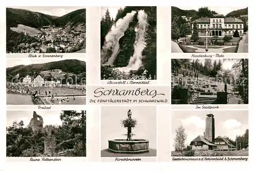 Schramberg Wasserfall Bernecktal Freibad Ruine Falkenstein Hindenburgplatz Kat. Schramberg