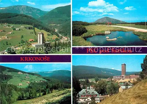 Pec pod Snezkou Velka Plan se Studnicnou a Ruzovou horou Snezka od zapadu Hnedy vrch Interhotel Horizont Kat. Petzer