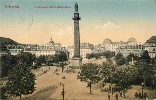 Darmstadt Luisenplatz mit Ludwigssaeule Kat. Darmstadt