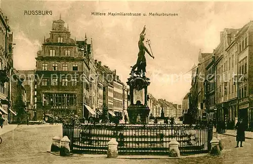 Augsburg Mittlere Maximilianstrasse Merkurbrunnen Kat. Augsburg