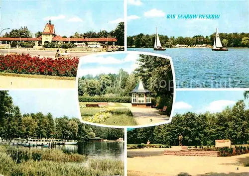 Bad Saarow Pieskow Johannes Becher Platz und Denkmal Scharmuetzelsee Schiffsanlegestelle Solquelle Kat. Bad Saarow