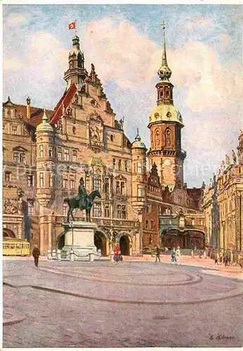 Dresden Reiterdenkmal Schloss Kat. Dresden Elbe