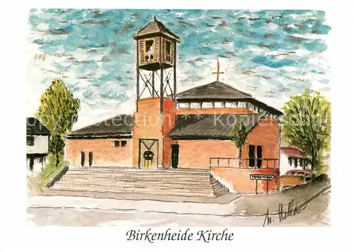 Birkenheide Pfalz Kirche Kuenstlerkarte Handgemalt Kat. Birkenheide