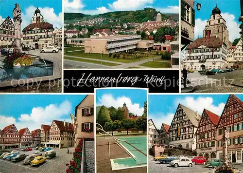 Herrenberg Wuerttemberg Fachwerk Brunnen Freibad