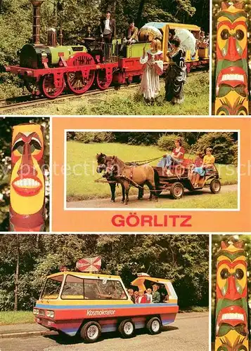 Goerlitz Sachsen Park der Thaelmann Pioniere Oldtimer Pioniereisenbahn Ponygespann Tanja und Karino Mondauto Kosmokrator Kat. Goerlitz
