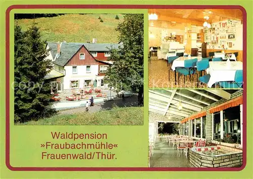 Frauenwald Thueringen Waldpension Fraubachmuehle Gaststube Glasveranda Kat. Frauenwald
