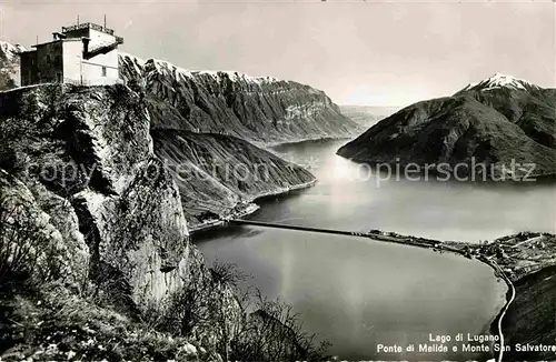 Lago di Lugano Ponte Melide Monte San Salvatore Kat. Italien