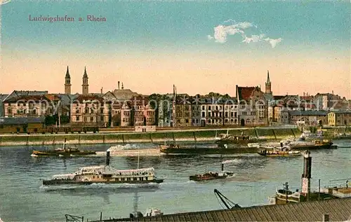 Ludwigshafen Rhein Binnenschiffe Dampfschiffe Eisenbahn Kat. Ludwigshafen am Rhein