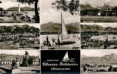 Feldwies Bucht Hochgern Schloss Herrenchiemsee Fraueninsel Wilder Kaiser Kat. uebersee Chiemsee