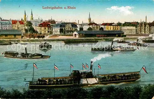 Ludwigshafen Rhein Hafen Faehrschiffe Kat. Ludwigshafen am Rhein