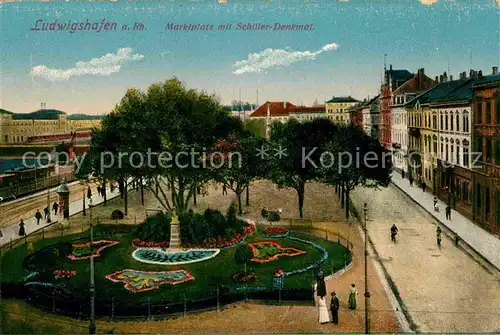 Ludwigshafen Rhein Marktplatz Schiller Denkmal Kat. Ludwigshafen am Rhein