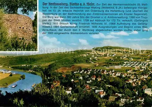 Vlotho Amthausberg Blick von der Burgmauer zum Winterberg Weser Geschichte Kat. Vlotho