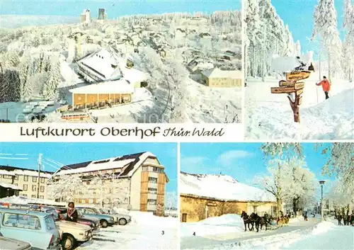 Oberhof Thueringen Winterpanorama Luftkurort FDGB Erholungsheim Rennsteig Wegweiser Pferdeschlitten Kat. Oberhof Thueringen