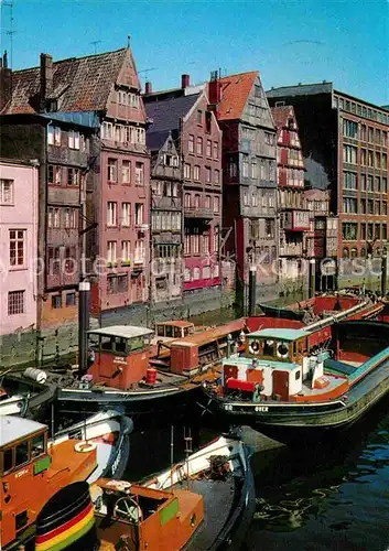 Hamburg Alte Haeuser am Nicolaifleet Frachtkahn Kat. Hamburg