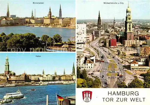 Hamburg Binnenalster Hafen Michaeliskirche Michel City Tor zur Welt Kat. Hamburg