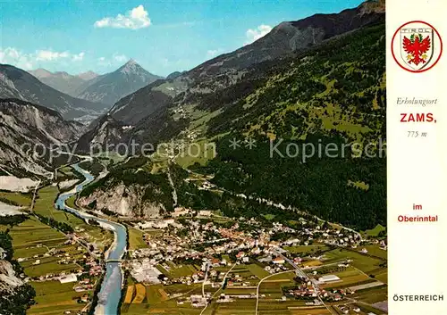 Zams mit Kronburg und Tschirgant Alpenpanorama Fliegeraufnahme Kat. Zams Oberinntal