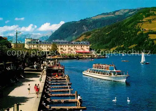 Zell See Seepromenade mit Grandhotel Ausflugsdampfer Steinernes Meer Kat. Zell am See