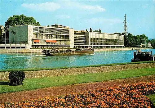 Liege Luettich La Meuse et le Palais des Congres Maas Kongresspalast Frachtkahn Kat. Luettich