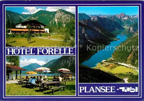 Reutte Tirol Hotel Forelle Plansee Alpenpanorama Fliegeraufnahme Kat. Reutte