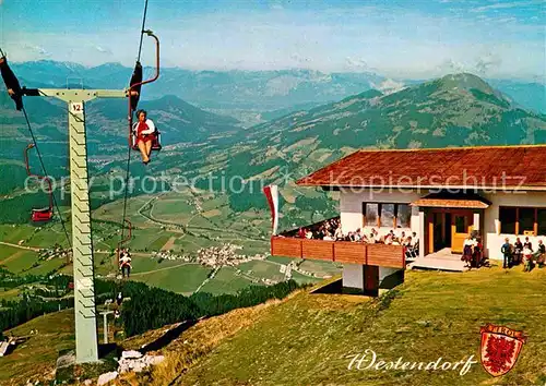 Westendorf Tirol Sessellift Bergstation Berggasthaus Fernsicht Alpenpanorama Kat. Westendorf