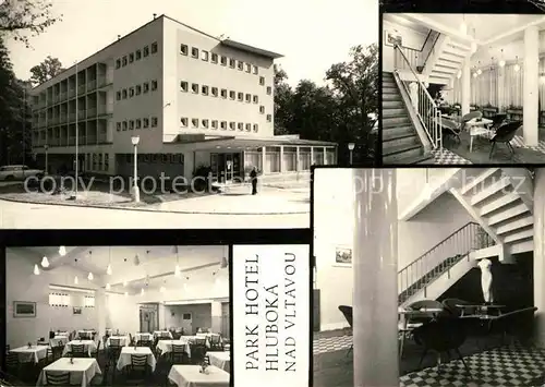 Hluboka Vltavou Park Hotel Aussenansicht Speisesaal Treppenhaus Kat. Frauenberg