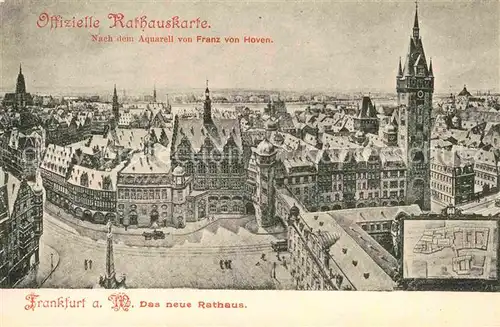 Frankfurt Main Neue Rathaus Rathauskarte nach Aquarell Franz von Hoven Kat. Frankfurt am Main