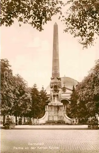 Darmstadt Obelisk an der Katholischen Kirche Kat. Darmstadt