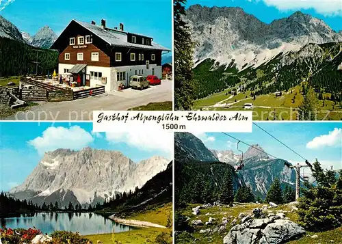 Ehrwald Tirol Gasthof Alpengluehn Ehrwalder Alm Seebensee Sessellift Wettersteinmassiv