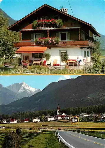Ried Zillertal Gaestehaus Wiesenheim Ortsansicht mit Kirche Zillertaler Alpen Kat. Ried im Zillertal