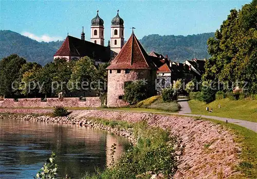 Saeckingen Rhein Rheinufer Promenade Kirche Turm Stadtmauer bodan Karte Kat. Bad Saeckingen