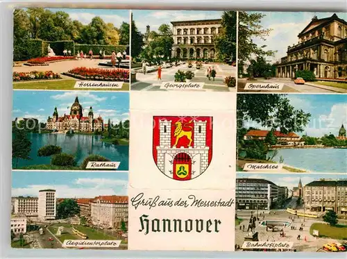 Hannover Herrenhausen Georgsplatz Opernhaus Maschsee Bahnhofspltz Aegidientorplatz Rathaus Wappen Kat. Hannover