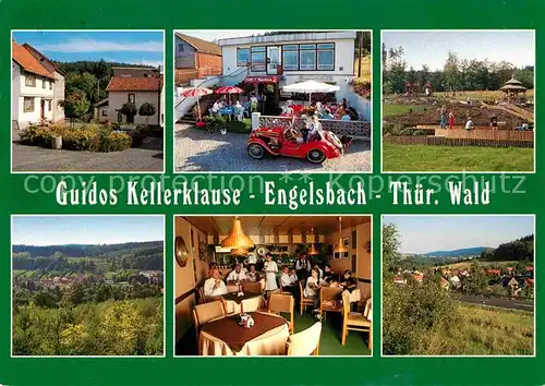 Engelsbach Guidos Kellerklause Terrasse Kinderspielplatz Panorama Gaststube Kat. Leinatal