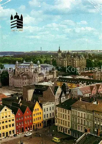 Schwerin Mecklenburg Altstadblick mit Theater und Schloss Kat. Schwerin