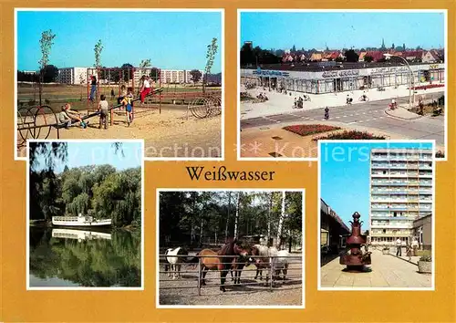 Weisswasser Freizeitzentrum Lutherstr Brechtstr Jahnteich mit Schiffsbar Tiergarten Wohnkomplex am Wasserturm Kat. Weisswasser