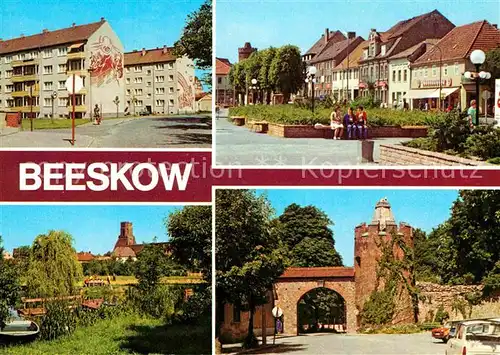 Beeskow Ernst Thaelmann Platz An der Kleinen Spree Stadtmauer mit Pulverturm Kat. Beeskow